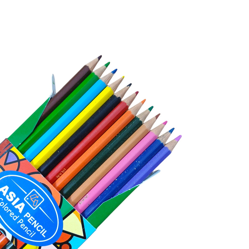 مداد رنگی 12 رنگ آسیا مدل آنتی باکتریال