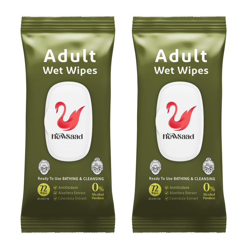 دستمال مرطوب بزرگسالان نیوساد مدل Adult2 دو بسته 72 عددی