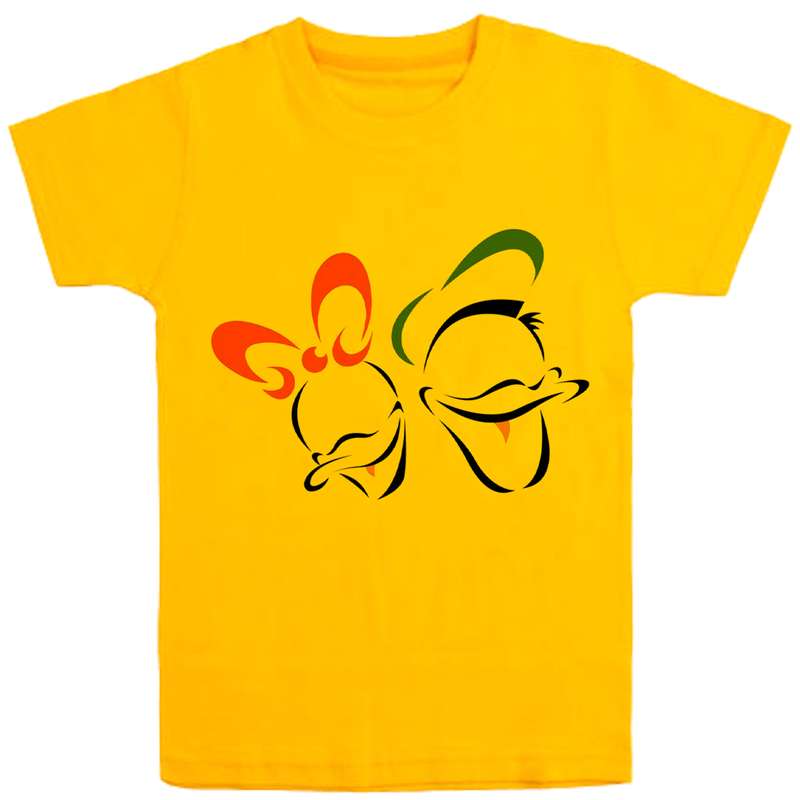 تی شرت آستین کوتاه دخترانه مدل اردک D34 رنگ زرد
