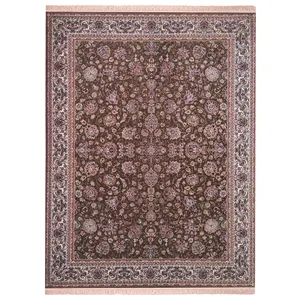 فرش ماشینی 700شانه زمرد مشهد طرح افشان زمینه گردویی