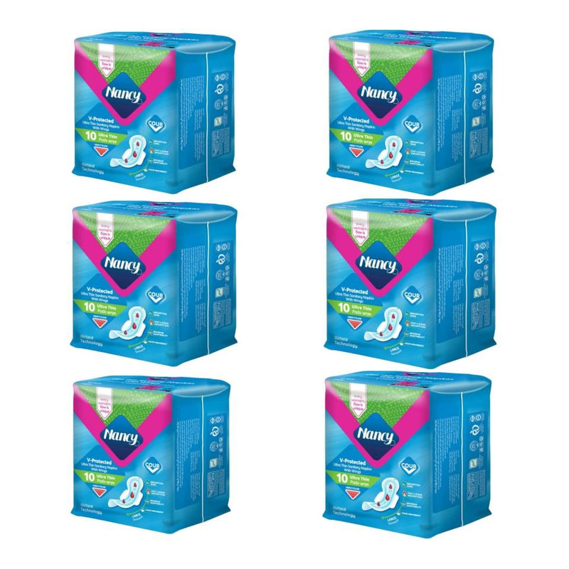 نوار بهداشتی نانسی مدل ایرلید سایز بزرگ شش بسته 10 عددی