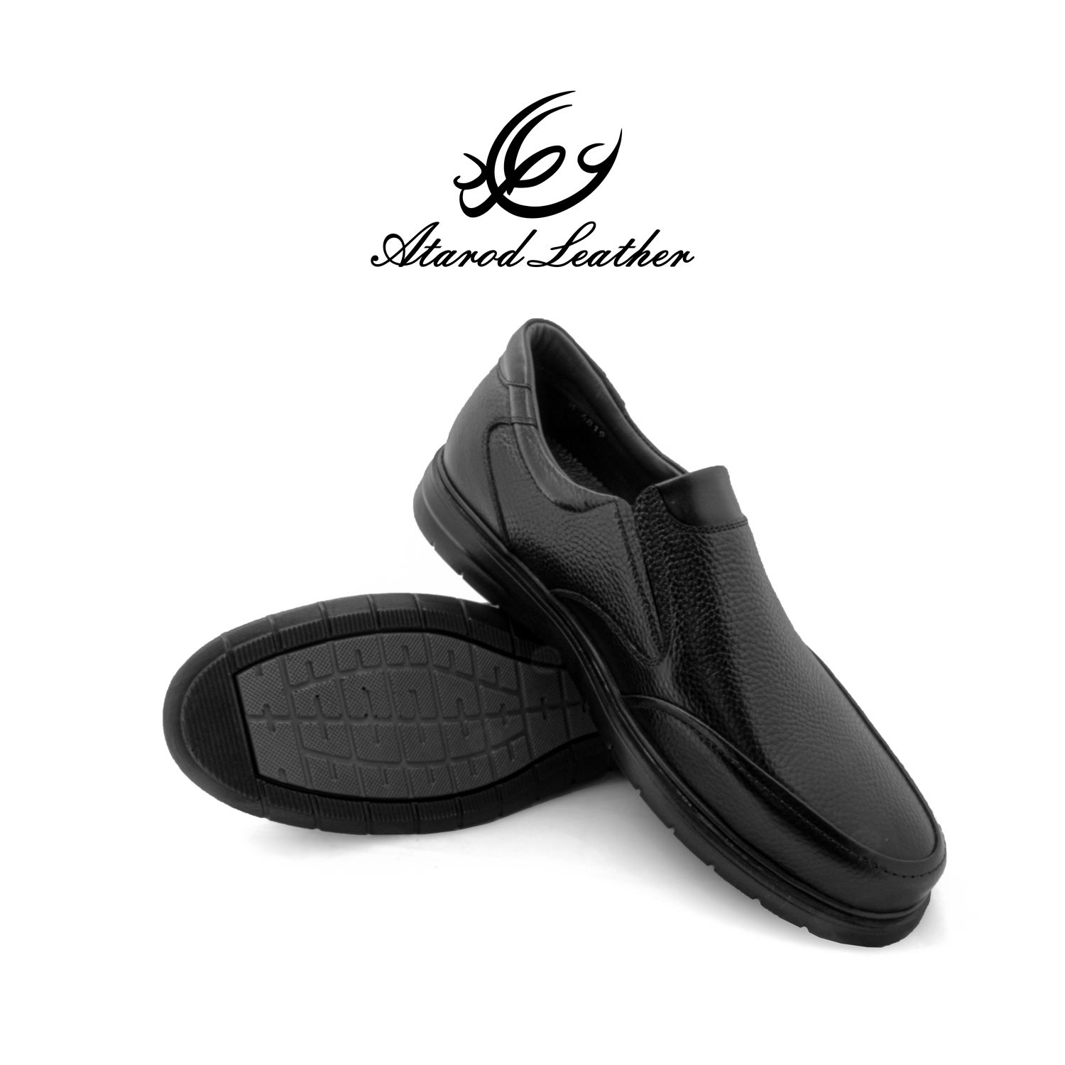 کفش روزمره مردانه چرم عطارد مدل بزرگ پا کد SH303 -  - 2