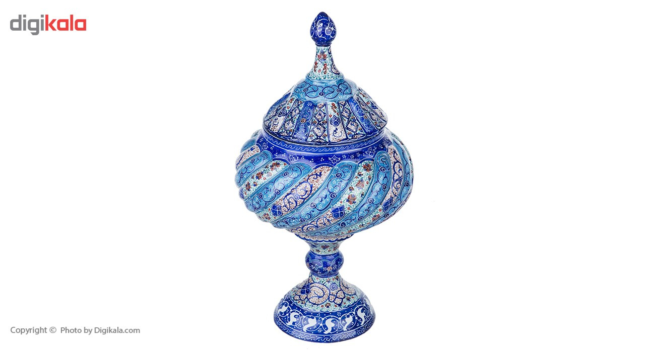 شکلات خوری مسی میناکاری شده اثر سلطانی ارتفاع 30 سانتی‌متر طرح 1