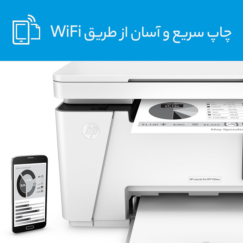 پرینتر چندکاره لیزری اچ پی مدل LaserJet Pro MFP M26nw