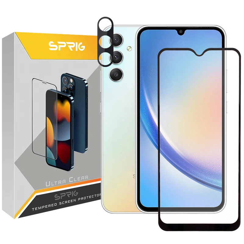 محافظ لنز دوربین اسپریگ مدل 3D-FU مناسب برای گوشی موبایل سامسونگ Galaxy A34 5G به همراه محافظ صفحه نمایش