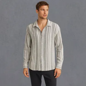 پیراهن آستین بلند یقه برگردان مردانه مدل 1203