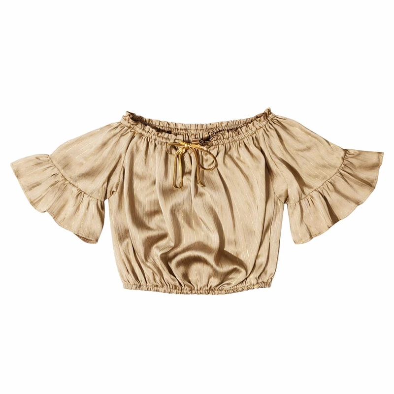 کراپ بلوز آستین کوتاه یقه قایقی زنانه مدل 123