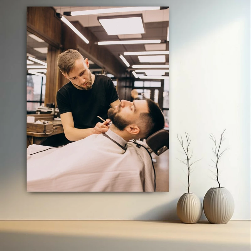 پوستر طرح آرایشگاه مردانه مدل پیرایشگر کد FP104982