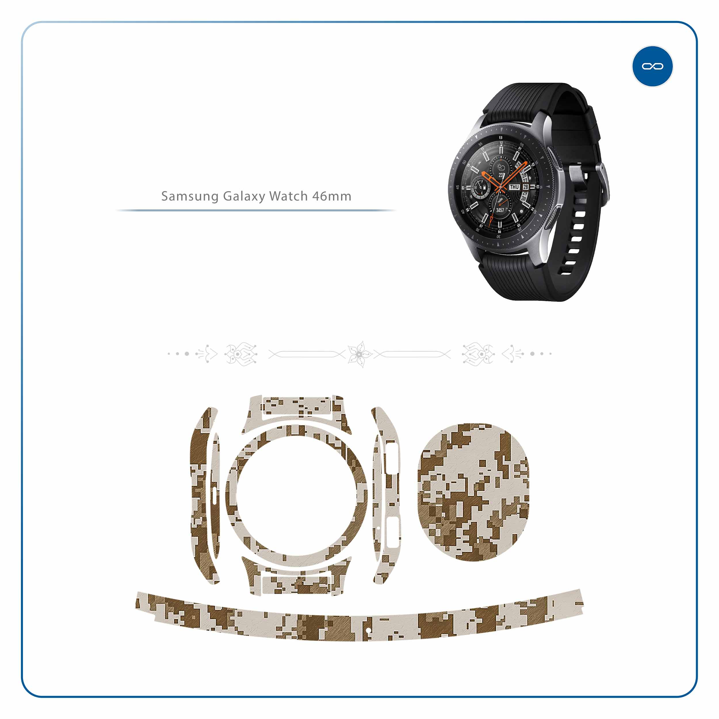 برچسب ماهوت طرح Army-Desert-Pixel مناسب برای ساعت هوشمند سامسونگ Galaxy Watch 46mm