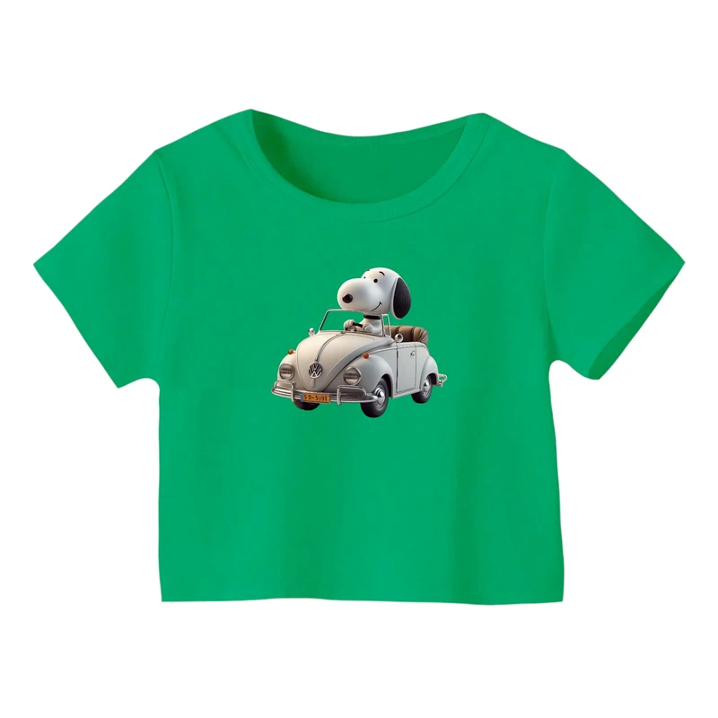 کراپ‌ تی‌شرت آستین کوتاه زنانه مدل اسنوپی کد 66