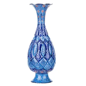 گلدان مسی میناکاری شده اثر سلطانی طرح 7 ارتفاع 20 سانتی متر