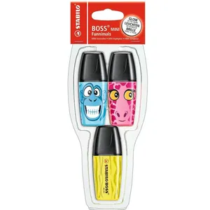 ماژیک علامت گذار 3 رنگ استابیلو مدل Boss Mini Funnimals
