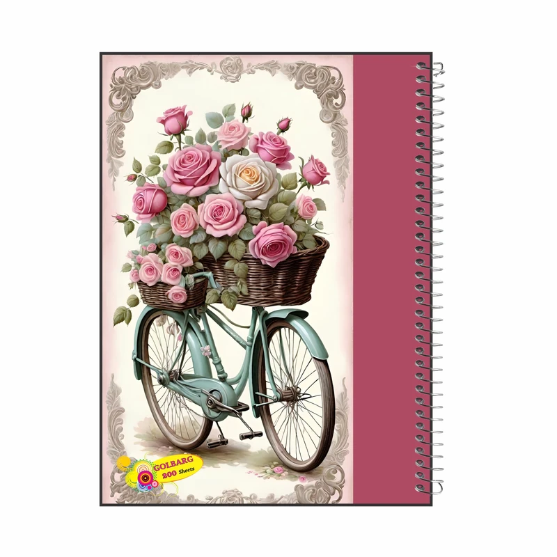 دفتر مشق 200 برگ گلبرگ مدل دوچرخه گل کد 5127