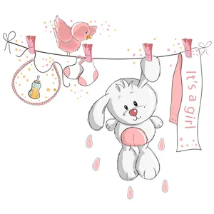 Zhivar Cute Pink Bunny Wall Sticker