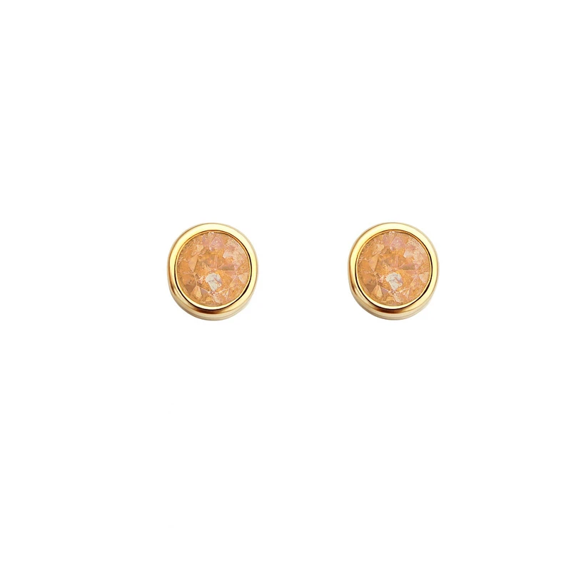گوشواره میخی طلا 18 عیار زنانه مان گالری مدل نگین دار دایره کد E-500086