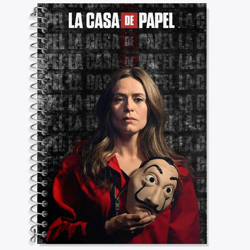 دفتر زبان 50 برگ خندالو مدل دو خط طرح راکل موریو سریال Money Heist کد 3225