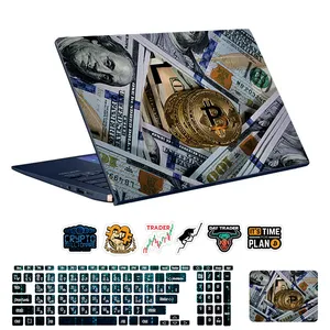 استیکر لپ تاپ توییجین و موییجین طرح Bitcoin کد 04 مناسب برای لپ تاپ 15.6 اینچ به همراه برچسب حروف فارسی کیبورد