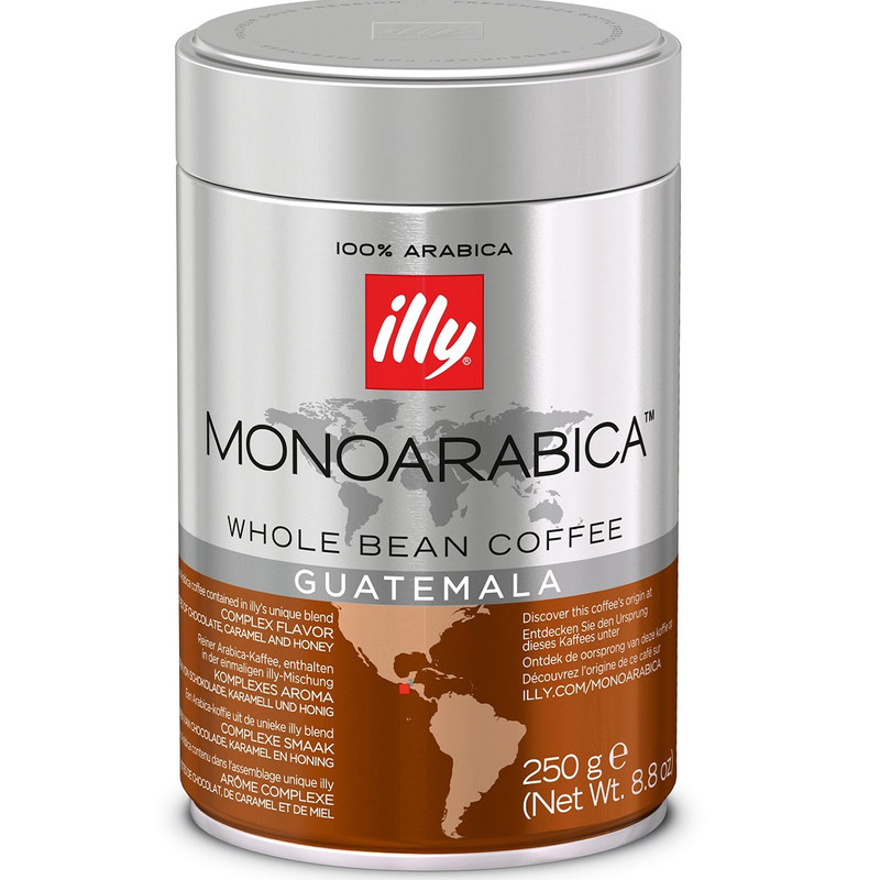 قوطی دانه قهوه ایلی مدل MonoArabica Guatemala مقدار 250 گرم