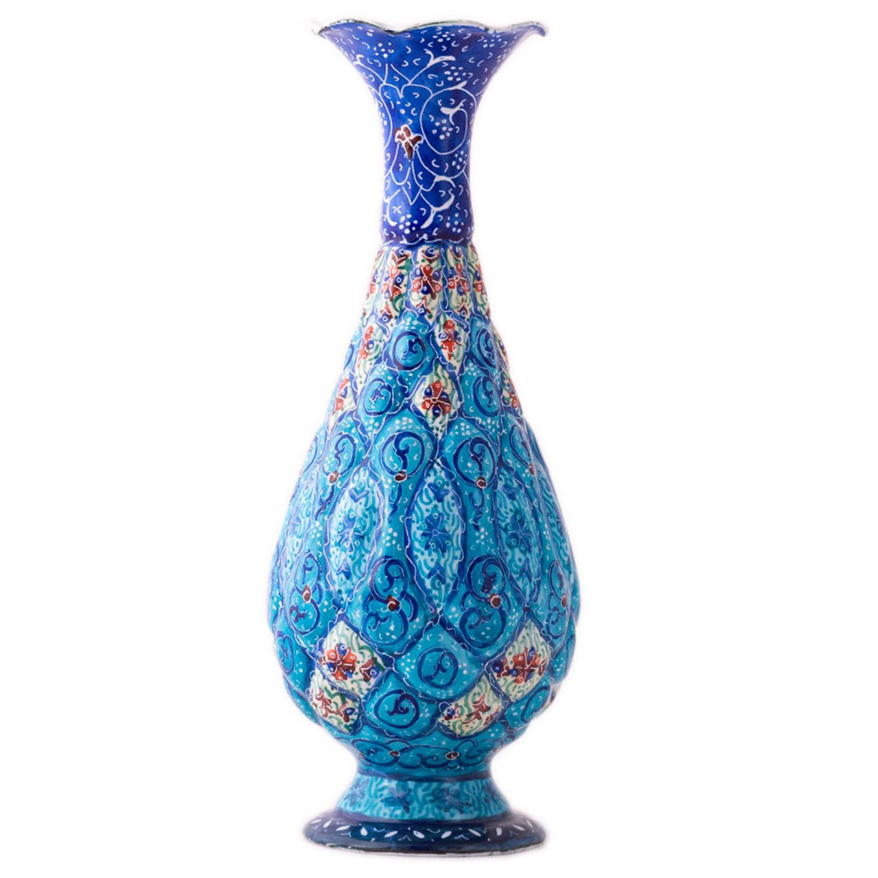 گلدان میناکاری مسی رستا طرح صراحی 27-12-102  ارتفاع 20 سانتی متر