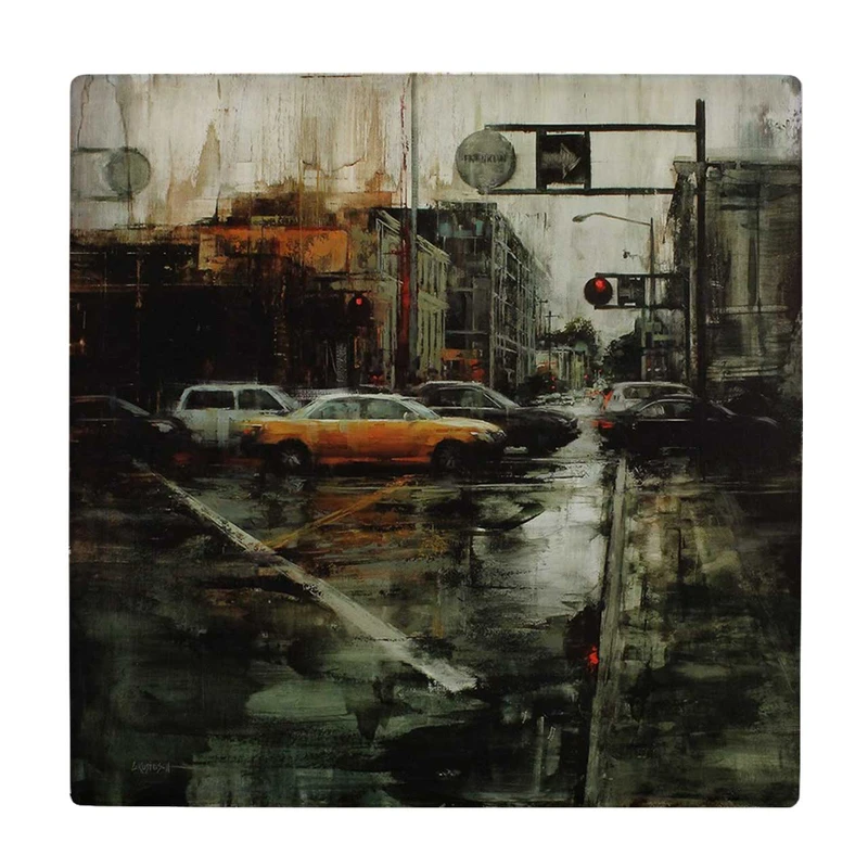 زیر لیوانی طرح نقاشی نیویورک بارانی کد    3415438_1039