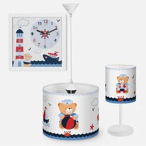 لوستر کودک مدل ملوان کد SA-B-7120 به همراه آباژور و ساعت