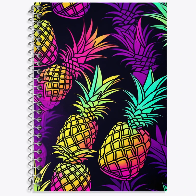 دفتر زبان 50 برگ خندالو مدل دو خط طرح آناناس کد N1717