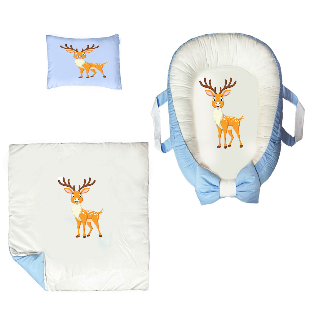 سرویس خواب سه تکه نوزاد ناریکو مدل گارد محافظ دار طرح گوزن کد 051