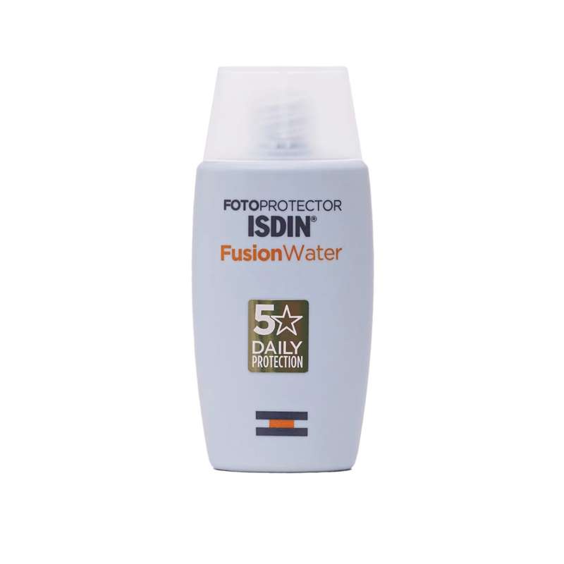 کرم ضد آفتاب بدون رنگ ایزدین SPF 50 مدل فیوژن واتر مناسب برای انواع  پوست حجم 50 میلی‌لیتر