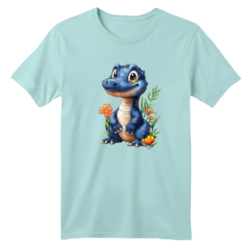 تی شرت آستین کوتاه بچگانه مدل دایناسور و گل