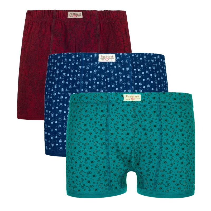 شورت نیم‌پا مردانه پنبینه مدل نخ پنبه بسته 3 عددی