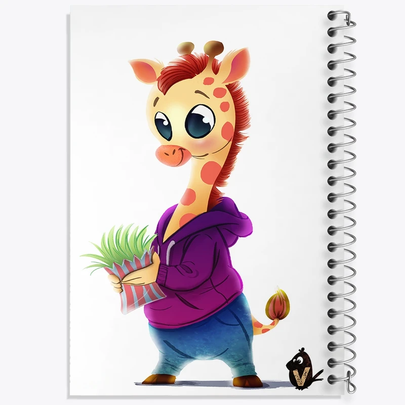 دفتر مشق 100 برگ خندالو طرح زرافه کد F913