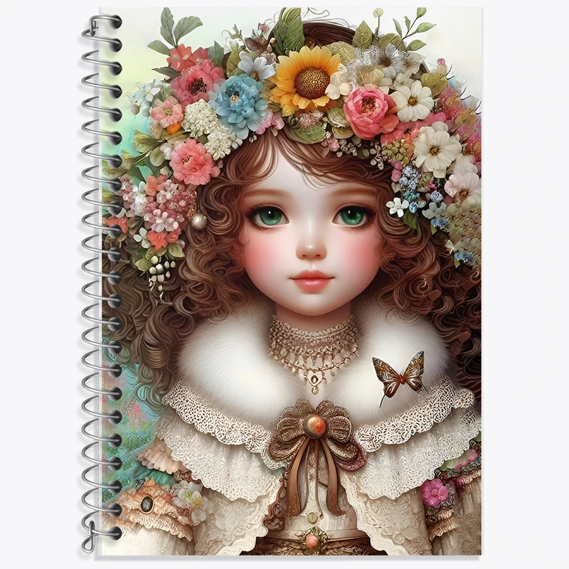 دفتر زبان 50 برگ خندالو مدل دو خط طرح دخترانه کیوت کد F7571