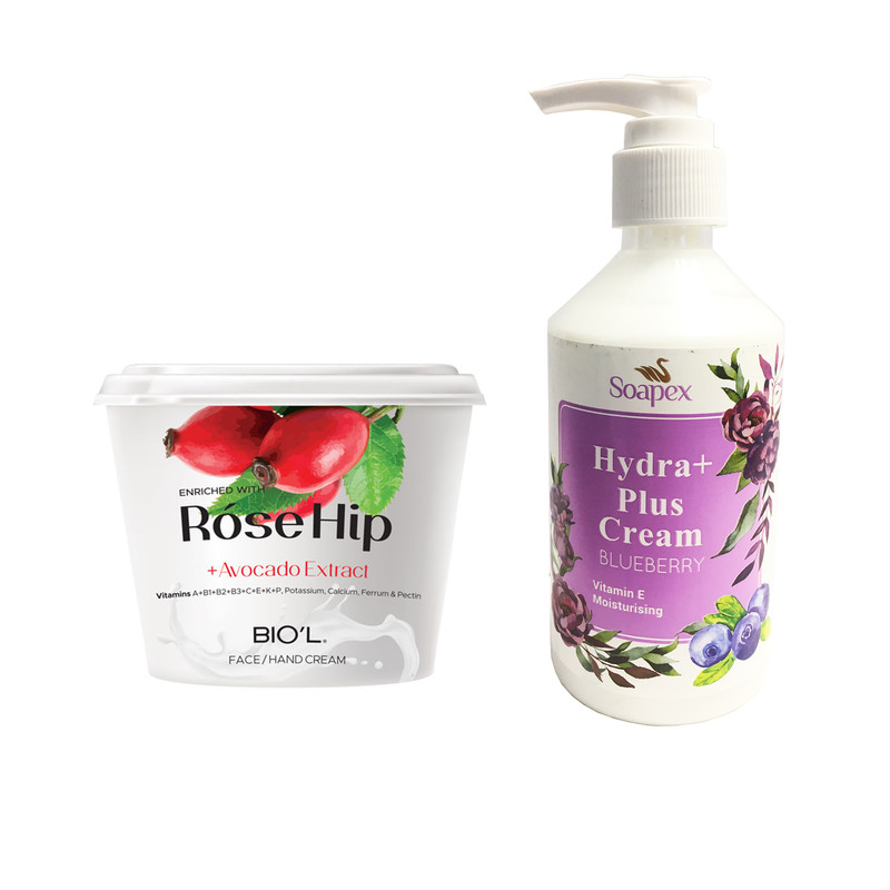 کرم آبرسان و مرطوب کننده سوپکس مدل بلوبری حجم 250 میلی لیتر به همراه کرم مرطوب کننده بیول مدل Rose Hip حجم 250 میلی لیتر 
