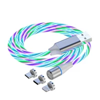 کابل تبدیل مغناطیسی USB به MicroUSB / USB-C / لایتنینگ مدل 1x3 LED طول 1 متر