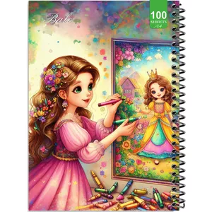 دفتر نقاشی 100 برگ بله مدل رحلی طرح فانتزی دختر طراح کد A4-N104
