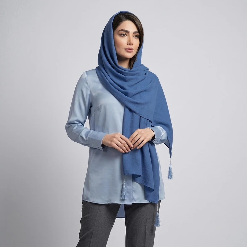 شال زنانه مدل نخی اسلپ منگوله دار