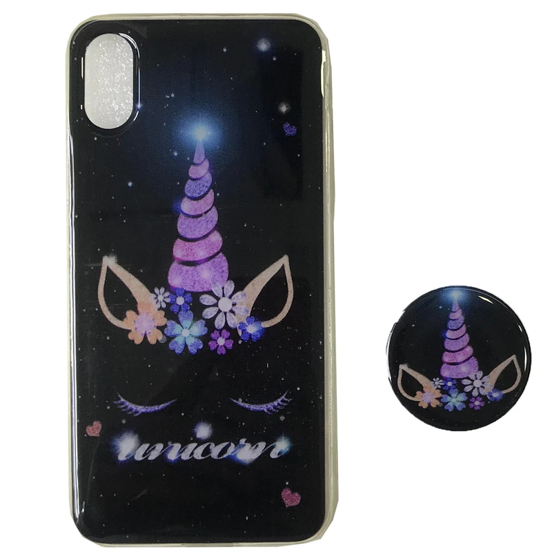 کاور مدل یونیکورن مناسب برای گوشی موبایل اپل iphone XS max به همراه پایه نگهدارنده