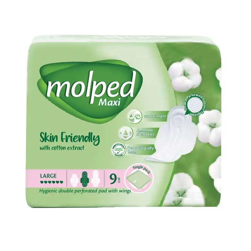 نوار بهداشتی مولپد مدل نیمه ضخیم سایز بزرگ بسته 9 عددی