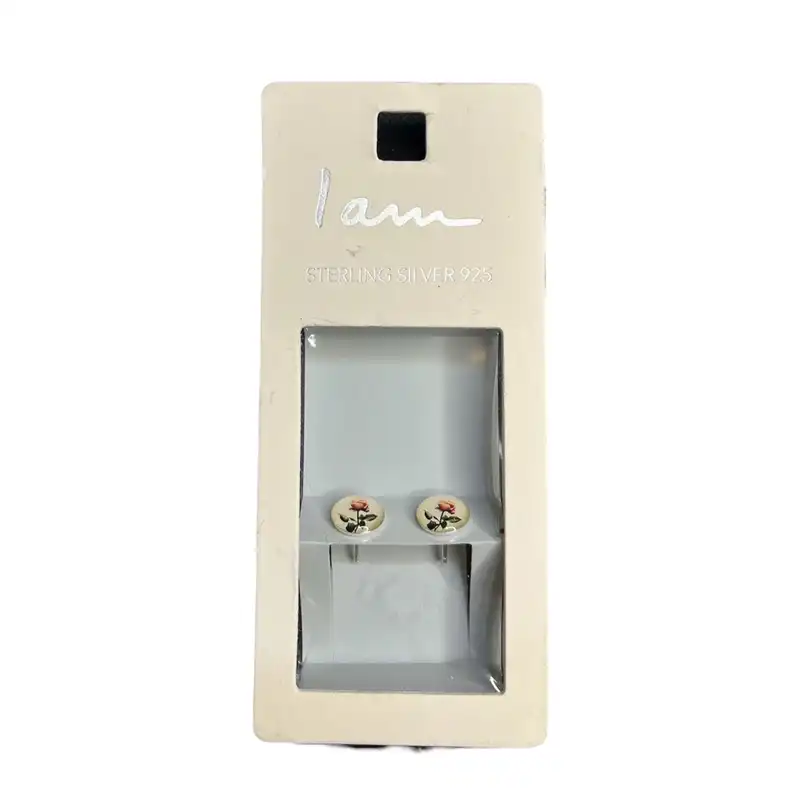 گوشواره نقره زنانه آی ام مدل گل رز کد 3769