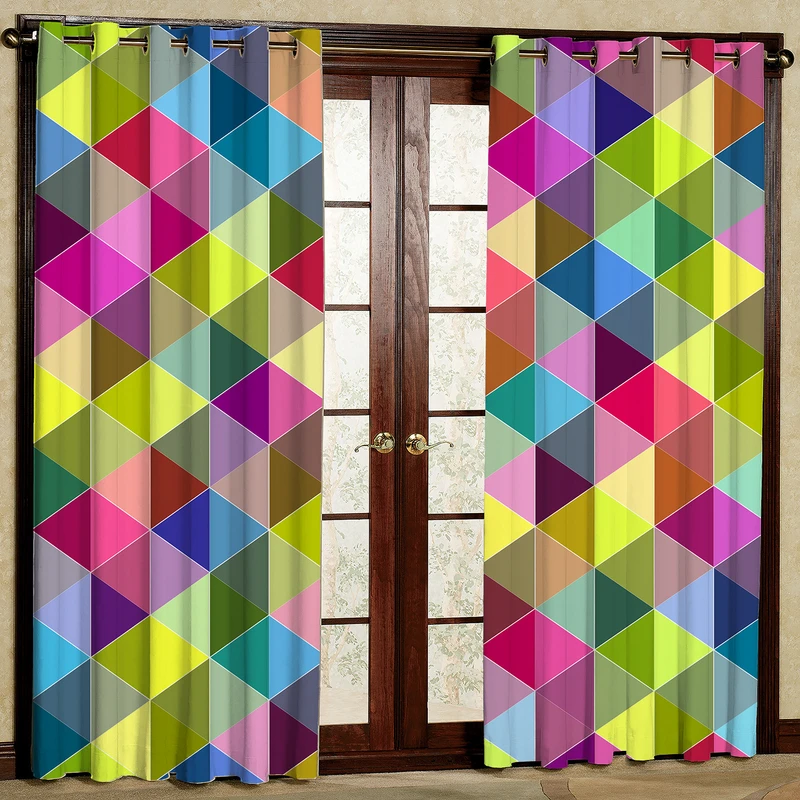 پرده بارمان دکور طرح رنگی مدل هازان پانچی کد 4350LR W سایز 140x280 سانتی متر