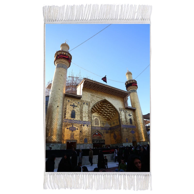فرش ماشینی دیوارکوب اطلس آبی مدل حرم حضرت علی کد T4091