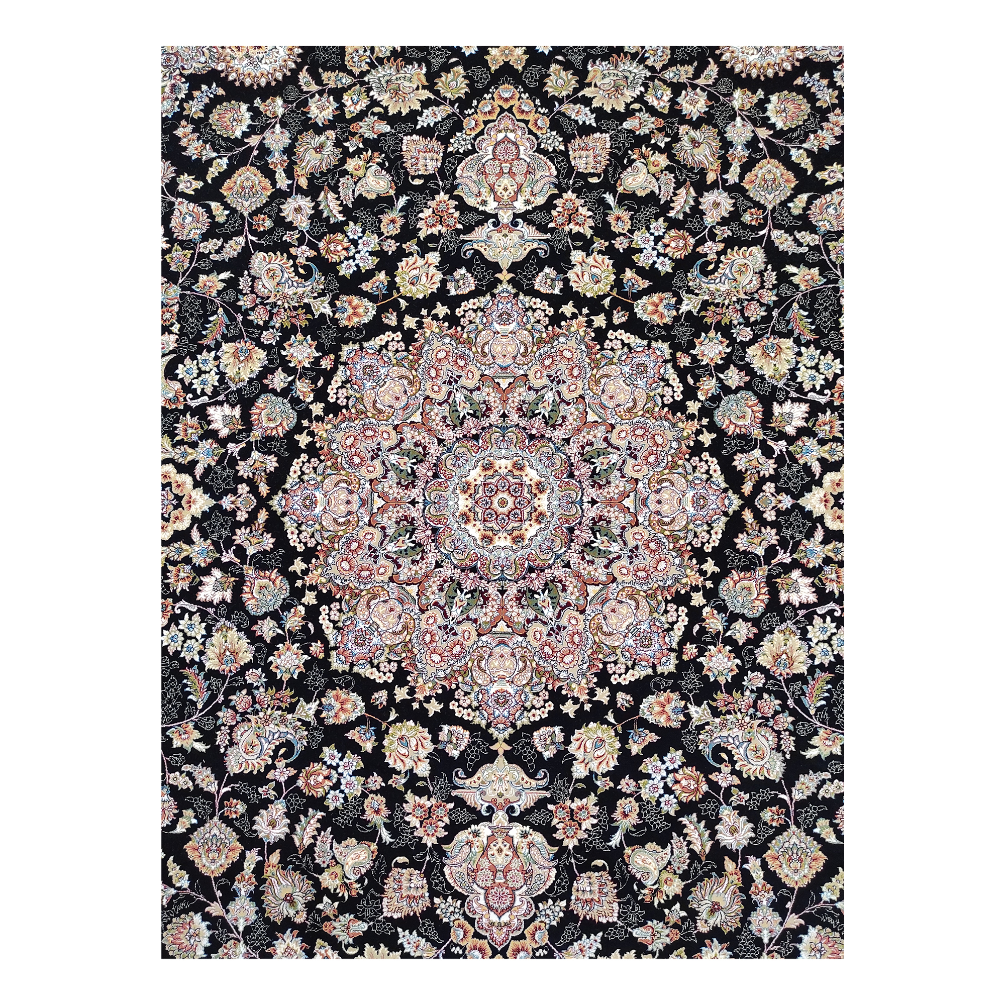 فرش ماشینی مشهد کد 722636 زمینه سرمه ای