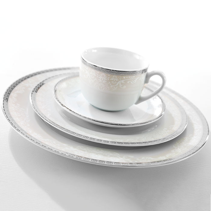 ست فنجان و نعلبکی 12 پارچه چینی زرین ایران مدل  ایتالیا اف 8 ریوا پلاتینی درجه عالی