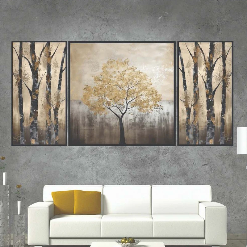 تابلو بکلیت طرح دیجیتال آرت مدل B-1992 فریم مشکی مجموعه 3 عددی