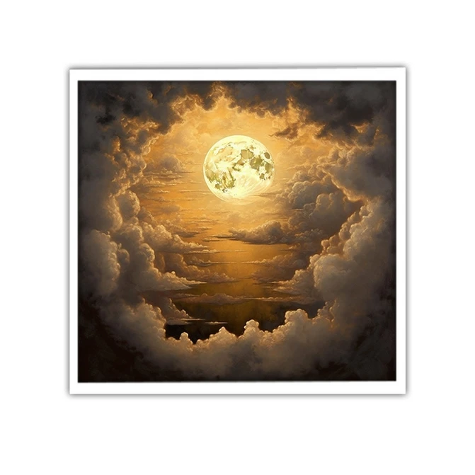 تابلو نوری بکلیت طرح گرافیکی آسمان و ماه مدل W-MID-19210