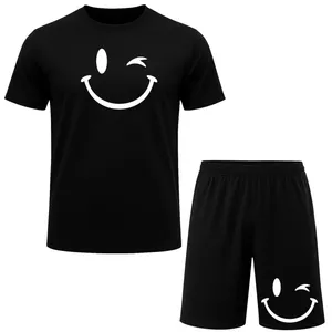 ست تی شرت آستین کوتاه و شلوارک راحتی مردانه مدل لبخند کد A113