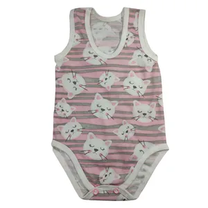 بادی نوزادی مدل گربه رنگ صورتی 