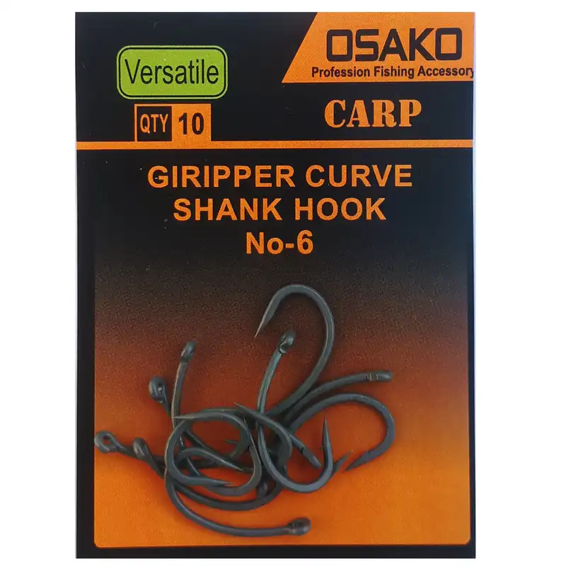 قلاب ماهیگیری اوساکو مدل  gripper curve shank GR سایز 6 بسته 10 عددی