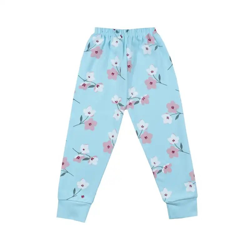 شلوار نوزادی مدل گلدار کد 2 رنگ آبی