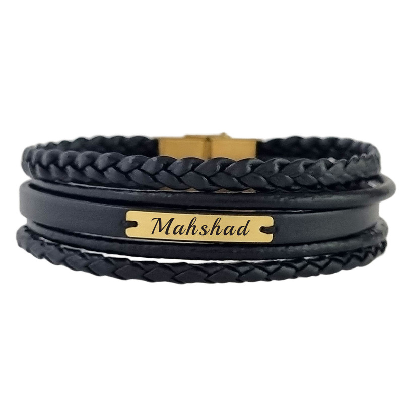 دستبند طلا 18 عیار مردانه لیردا مدل اسم مهشاد 13401